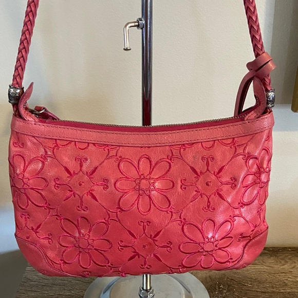 Brighton Valencia Vintage Y2K Pink Floral Embroidered Shoulder Bag Braided Strap - Picture 4 of 11